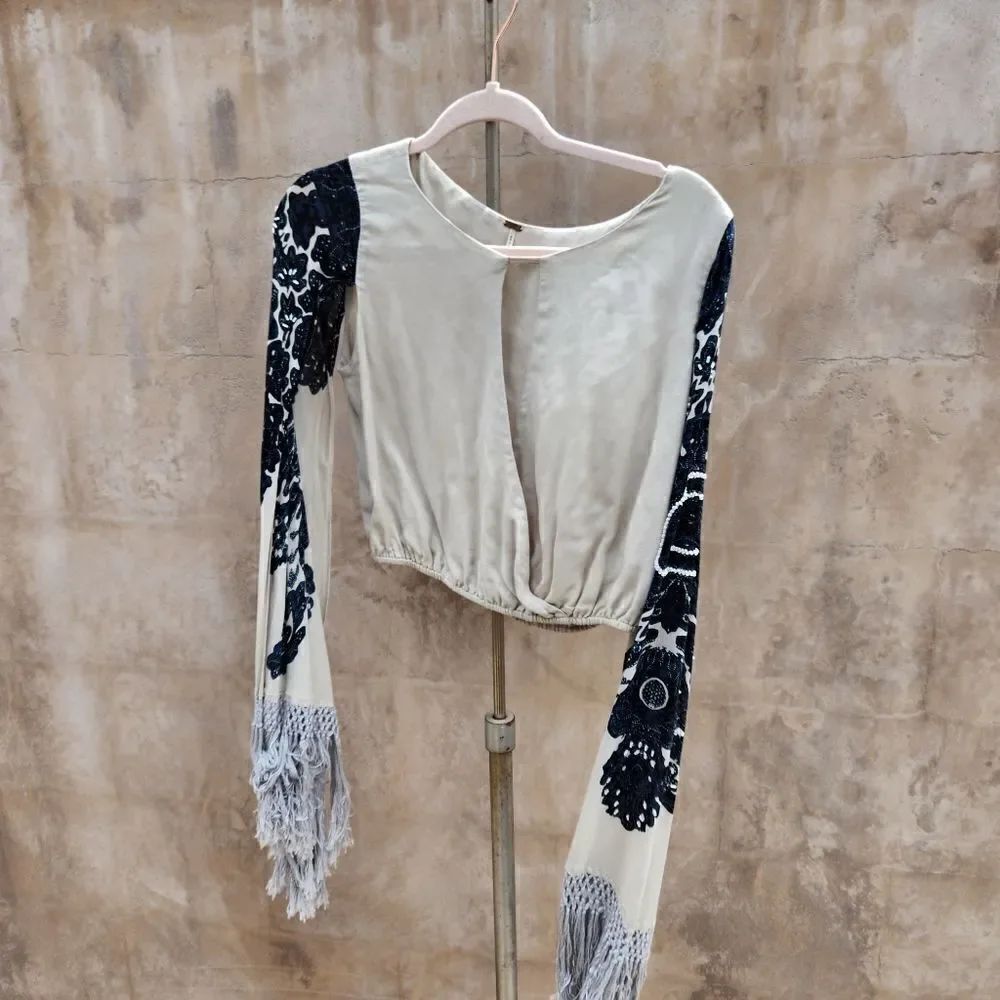 Free people fringed kimono sleeve top - Picture 7 of 10